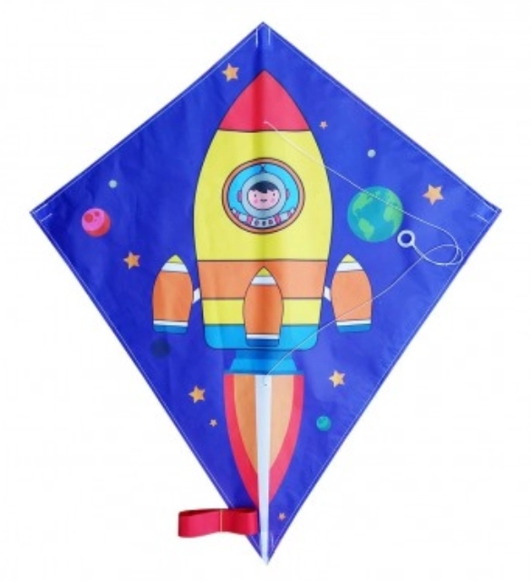 Lietajúci drak s motívom vesmírnej rakety - 70 x 60 cm