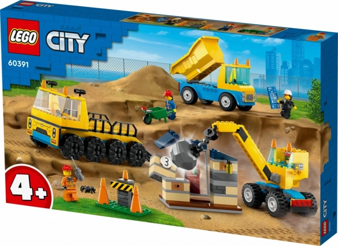 Stavebnica Lego City nákladné autá a žeriav s demolačnou guľou