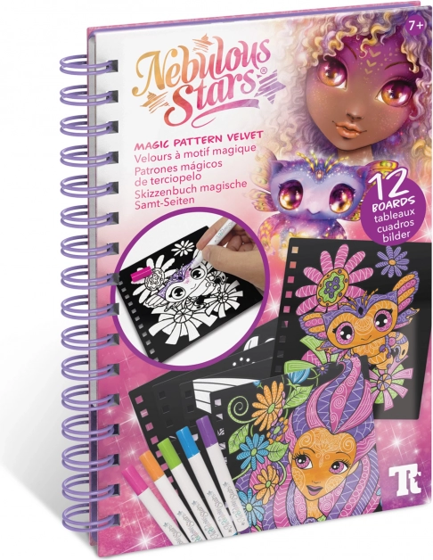 Nebulous Stars magické omaľovánky – 12 zamatových dosiek a 5 fixiek