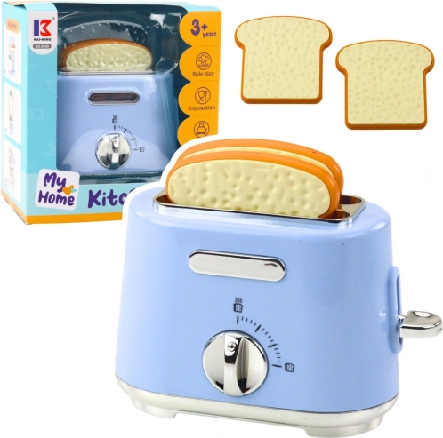 Detský kuchynský toustovač s vyskakovacími toastmi – modrý