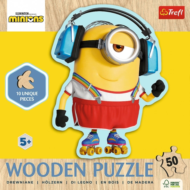 Drevené obrysové puzzle Mimoni: Šialený Mimoň