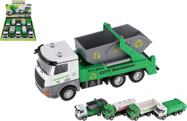 Komunálne čistiace auto kov/plast 14 cm so zotrvačníkom
