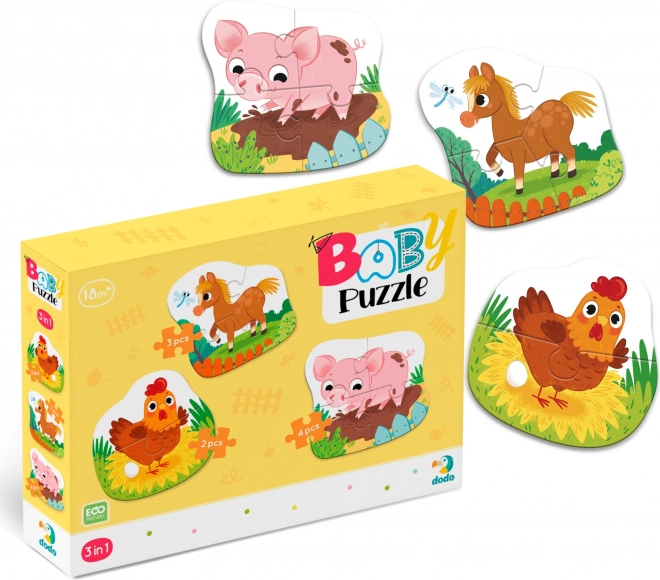 Dodo baby puzzle Zvieratká z farmy 3v1