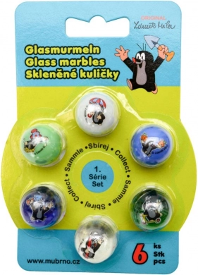 Sada sklenených guličiek Krtek mix 6 ks