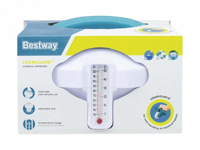 Plávajúci dávkovač chémie do bazénovej vody s teplomerom Bestway