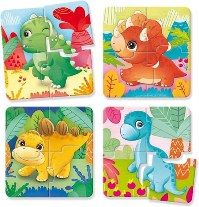 Pestrofarebné dinosaurové puzzle