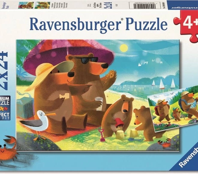 Ravensburger Puzzle Medvedia rodinka na výlete 2 x 24 dielikov