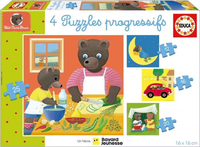 Educa puzzle Malý hnedo-biely medvedík 4v1