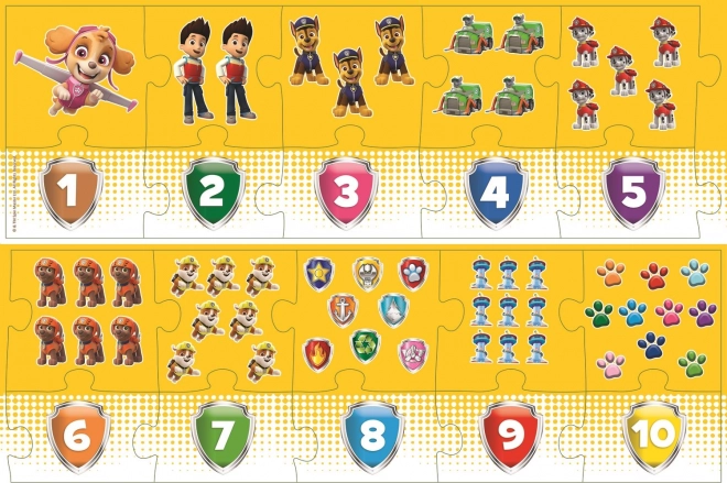 Vzdelávacie puzzle Čísla Labková patrola 20 dielikov