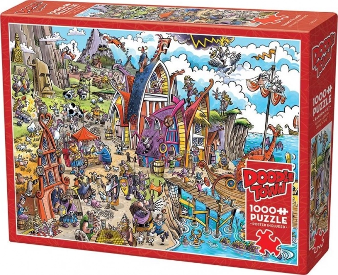 Puzzle COBBLE HILL DOODLETOWN: dedina Vikingov – 1000 dielikov