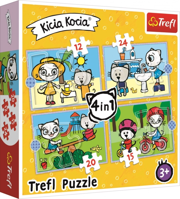 Trefl puzzle Kicia Kocia: Deň mačičky 4v1