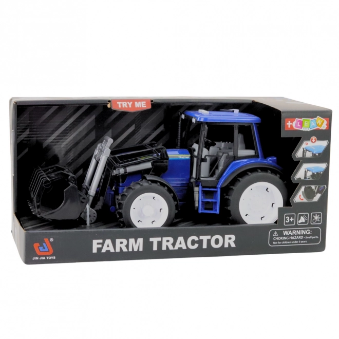 Detský traktor s pohyblivou lyžicou modrý