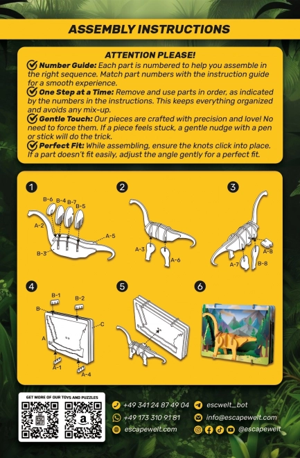 EscapeWelt 3D drevené puzzle Brontosaurus