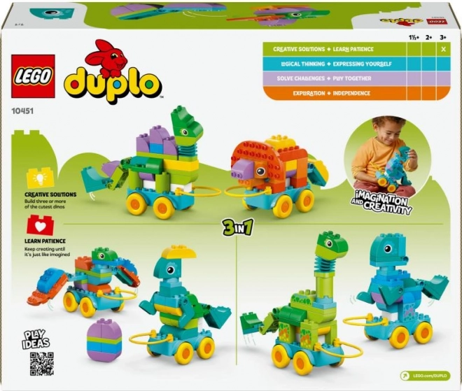 Stavebnica LEGO DUPLO 3 v 1: Dinosaury na Kolieskach