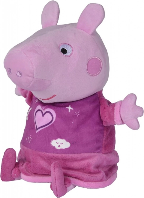 Plyšový cumlík na spanie Peppa Pig 2v1, hrajúci + svetlo, ružový, 25 cm