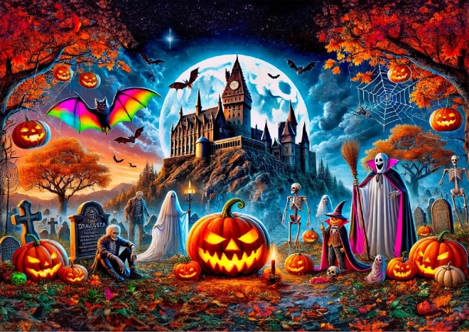 Drevené puzzle Halloween tekvica