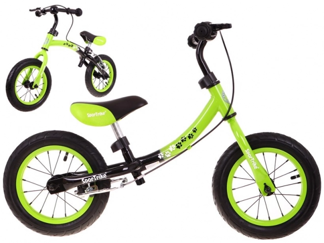 Detský Balančný Bicykel Boomerang SporTrike Zelený s Variabilným Rámom