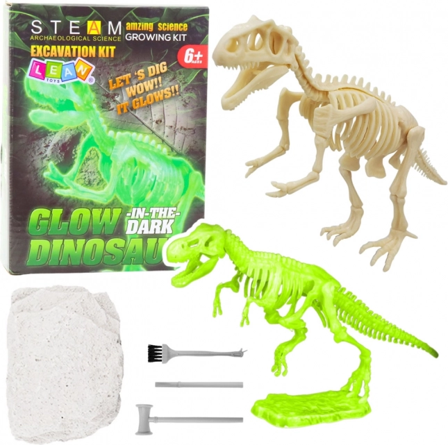 Archeologická sada – svietiaca dinosauria kostra s nástrojmi