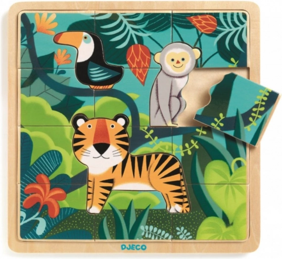 Drevené puzzle Tiger a priatelia