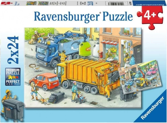 Ravensburger Puzzle Popelári a Odtahový Vůz 2x24 Dielikov