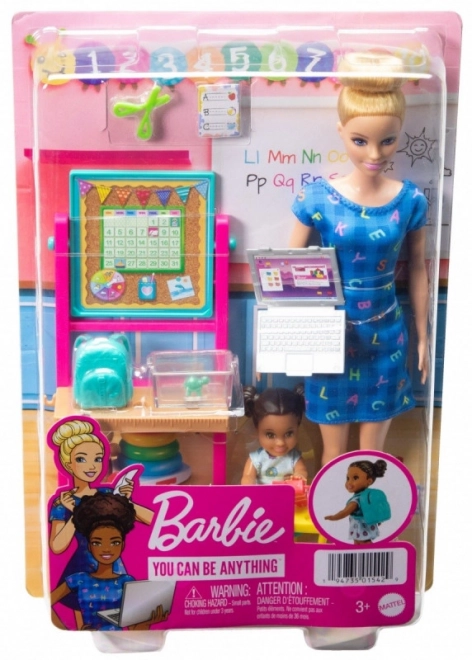 Barbie Herný Set Učiteľka v Modrých Šatách