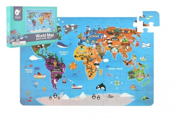 Puzzle Mapa sveta 38x57 cm, 48 dielikov