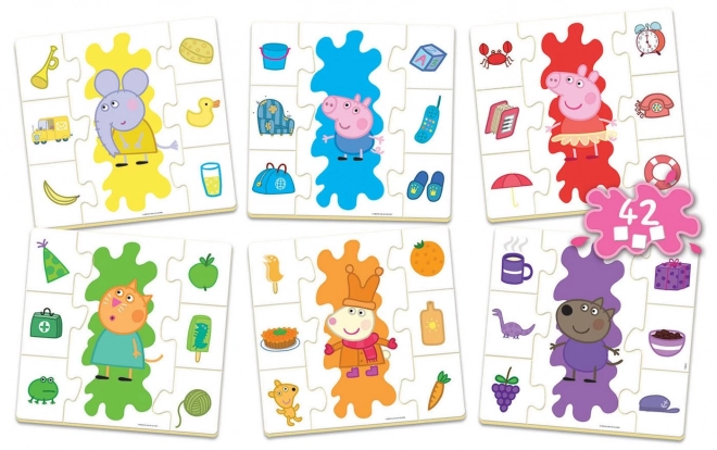 Puzzle Prasiatko Peppa: Učíme sa farby