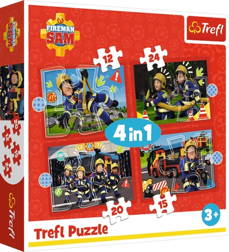 Puzzle Požiarnik Sam 4v1 (12–24 dielikov)