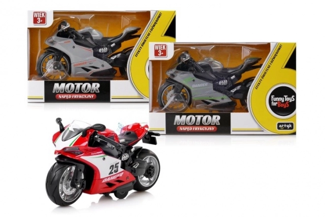 Motocykel s trením pohonom zvuk, svetlo
