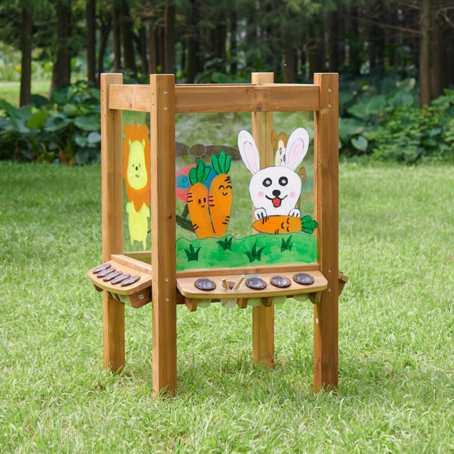 Masterkidz 4-stranná priehľadná akrylová tabuľa na maľovanie s kelímkami