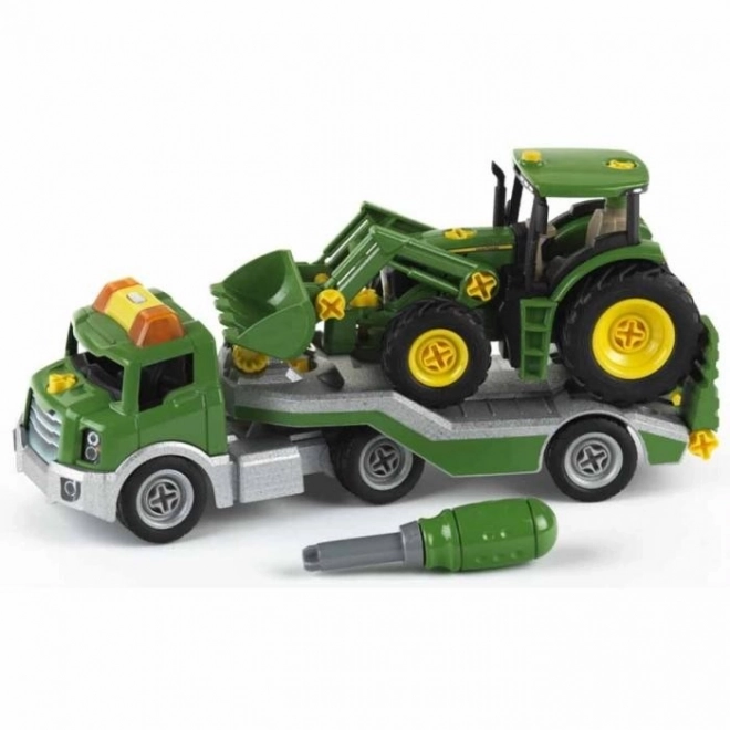 Traktor John Deere na prenášacej plošine