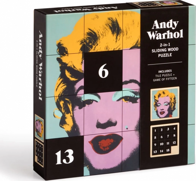 Posuvné drevené puzzle Andy Warhol: Marilyn 2v1