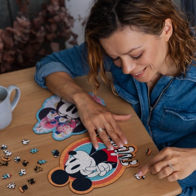 Drevené Kontúrové Puzzle Myszka Mickey