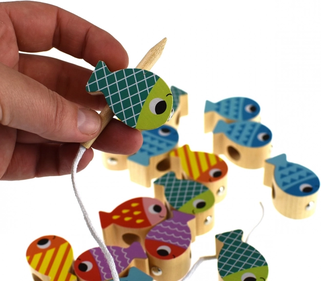 Tooky Toy Drevená Hra Veľryba a Rybky Multifunkčná 4 v 1
