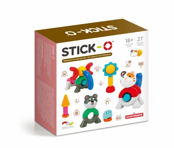 Magnetické stavebnice Stick-o Sada Mačka a pes 27 dielov