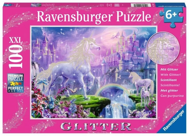 Ravensburger Třpytivé puzzle Kráľovstvo jednorožcov xxl 100 dielikov