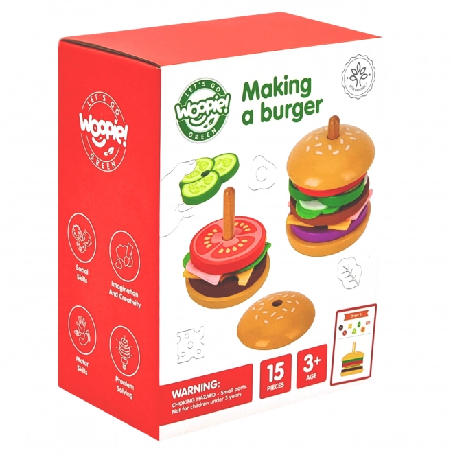 Woopie drevená burger reštaurácia skladačka pre deti