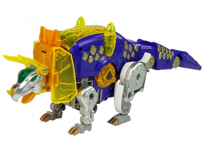 Dinobot 2v1 Dinosaurus Pištoľ na Šípky Fialový Triceratops Cieľ