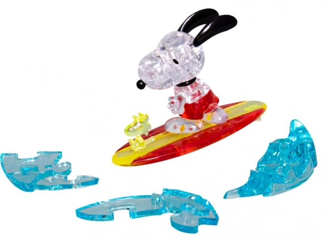 3D Krištáľové puzzle Surfujúci Snoopy