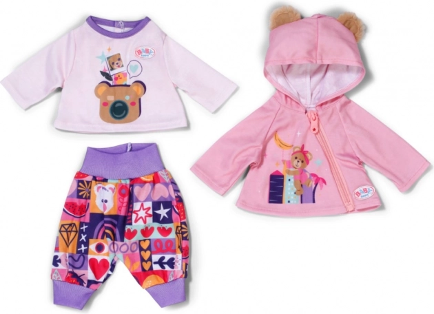 BABY born oblečenie pre novorodencov 43 cm – ružová mikina, tričko a patchwork nohavice