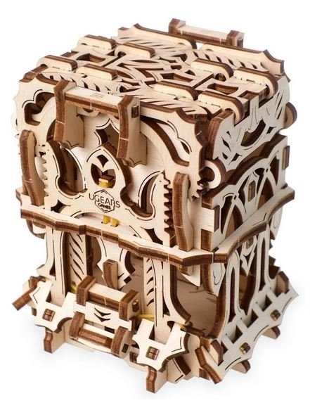 Ugears 3D drevené mechanické puzzle - krabička na karty