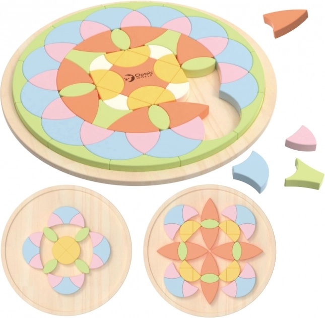 Pastelová mandala Montessori mozaika kvety