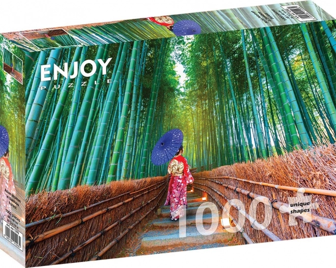 Puzzle Ázijská žena v bambusovom lese 1000 dielikov