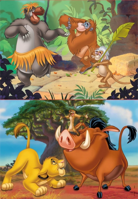 Puzzle Lví kráľ a Kniha džunglí 2x20 dielikov