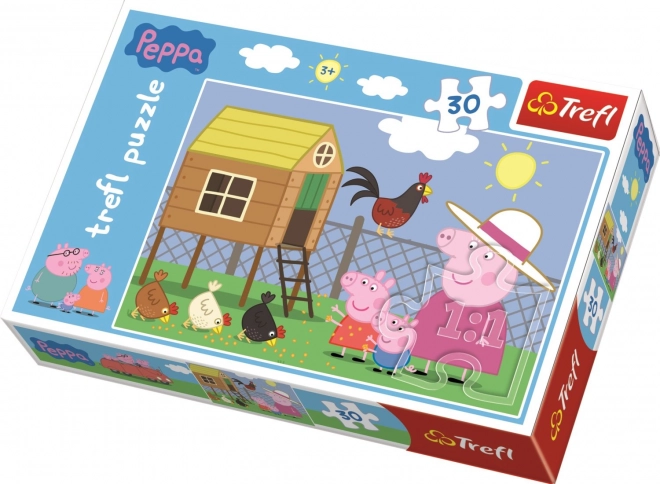 Puzzle Peppa Pig: Návšteva kurína 30 dielikov