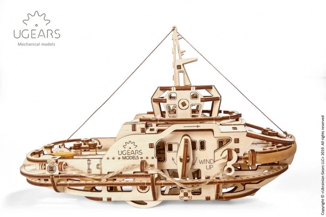 Drevené mechanické puzzle remorkér Ugears