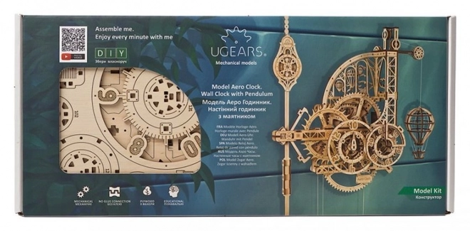 Ugears 3D drevené mechanické puzzle nástenné hodiny Aero