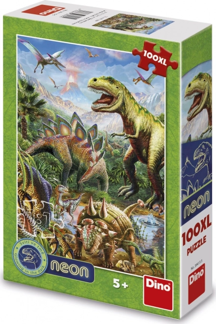 Svietiace puzzle svet dinosaurov 100 XL dielikov