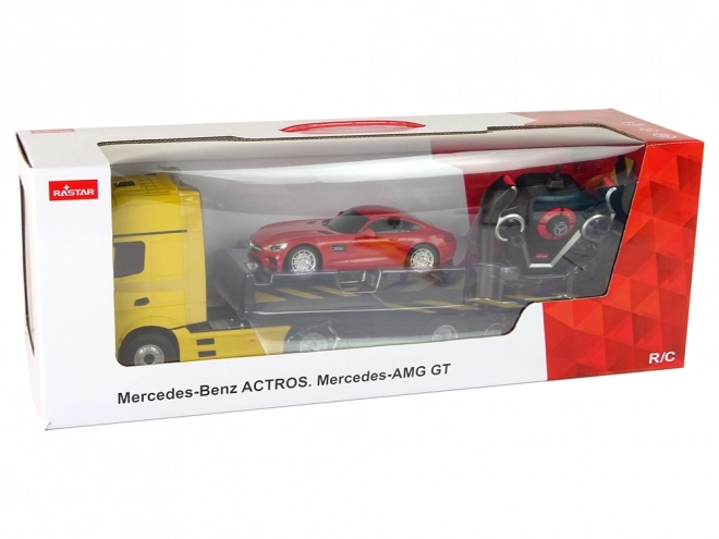 RC autíčko ťahač Mercedes-Benz žlté červené