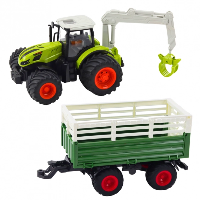 Zábavný traktor s prívesom a drapákom RC